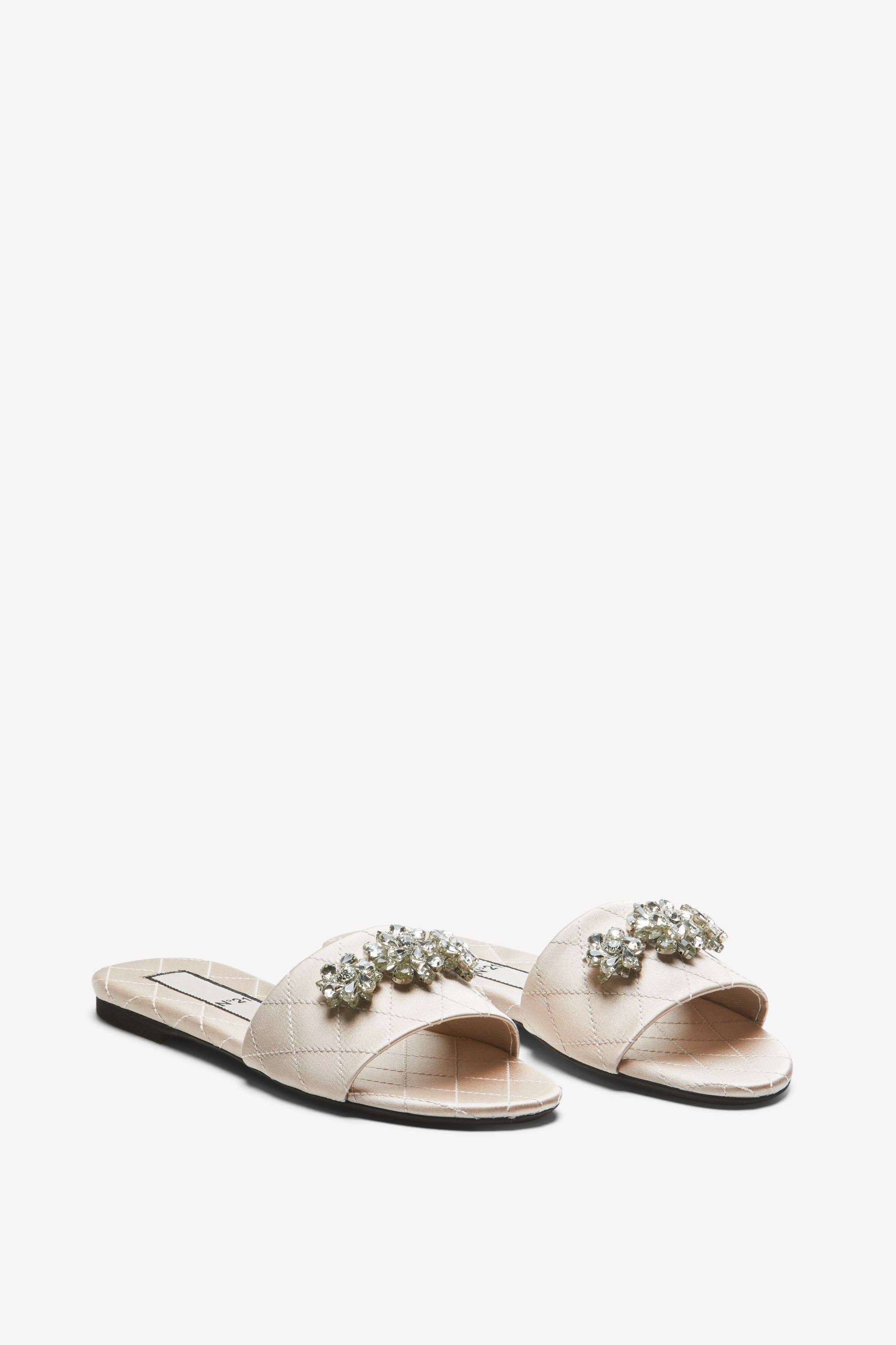 Slides in pelle con cristalli