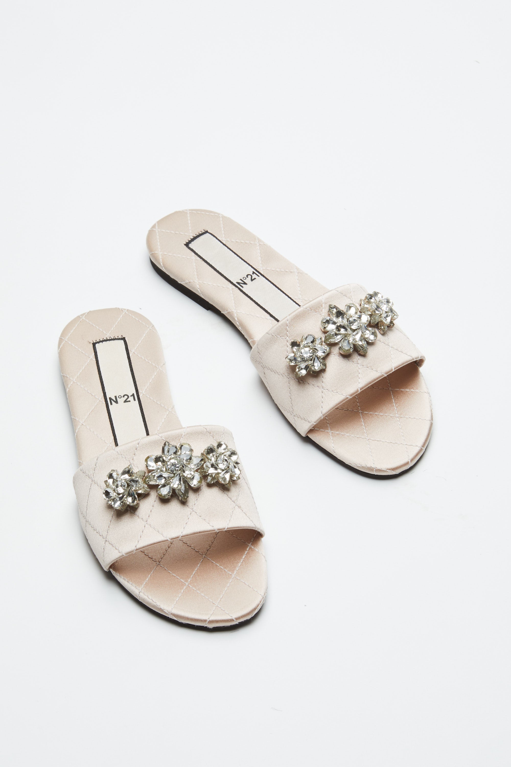 Crystal-Embellished Slide Sandals