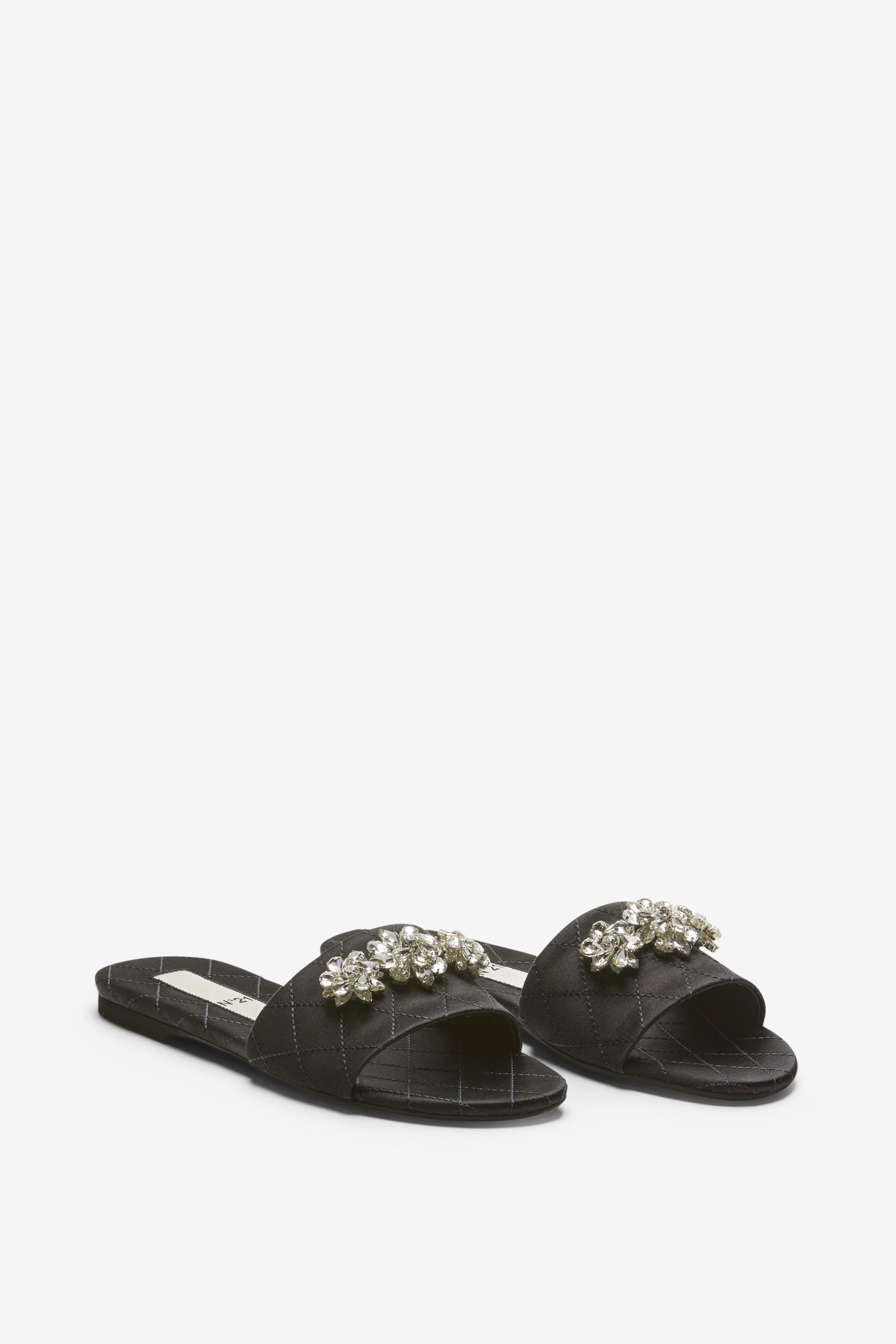 Crystal-Embellished Slide Sandals