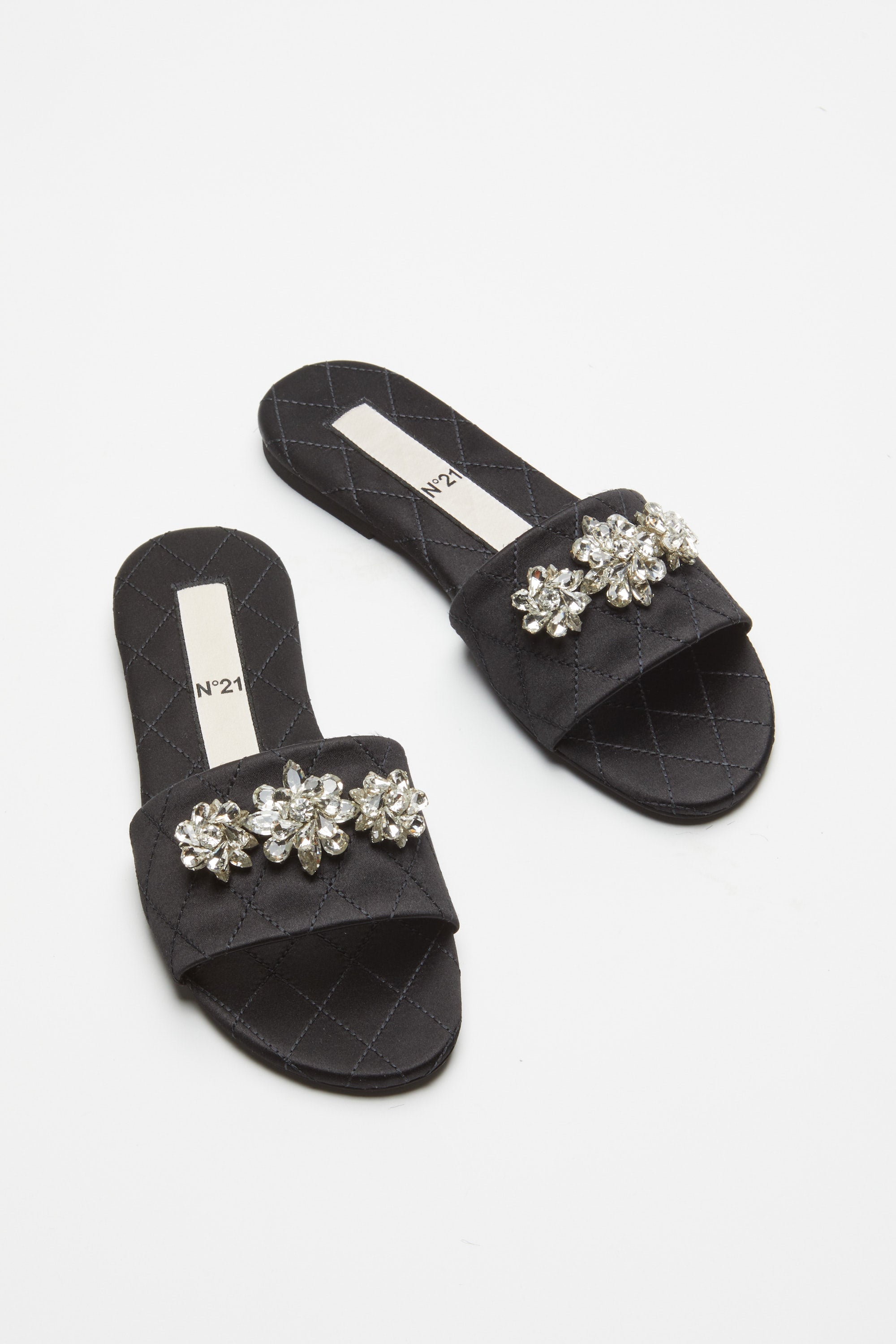 Slides in pelle con cristalli