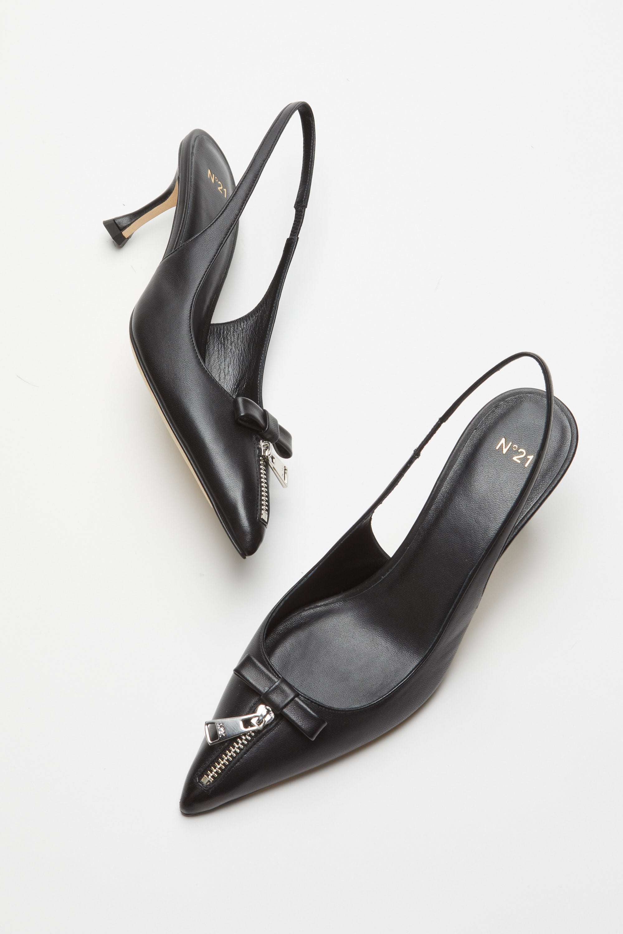 Zip-Detail Slingback Pumps