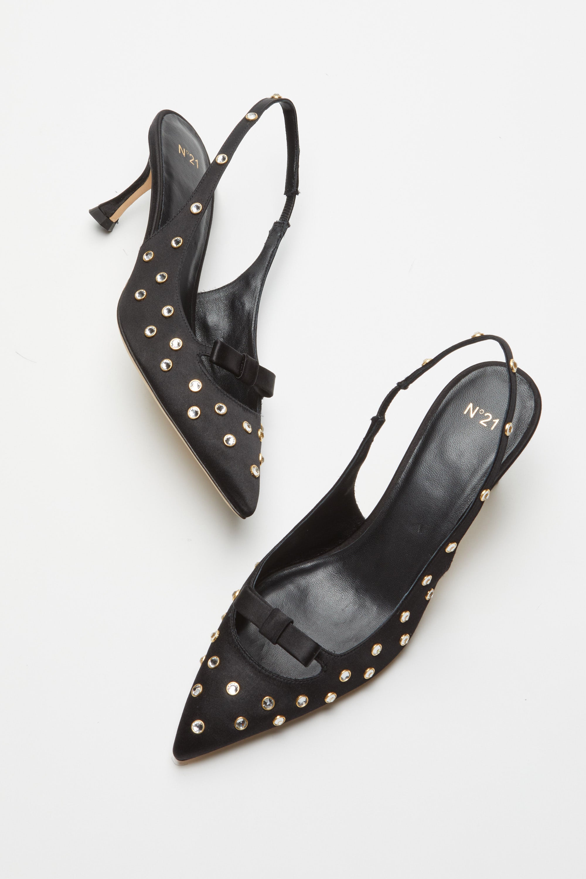 Crystal-Embellished Slingback Pumps