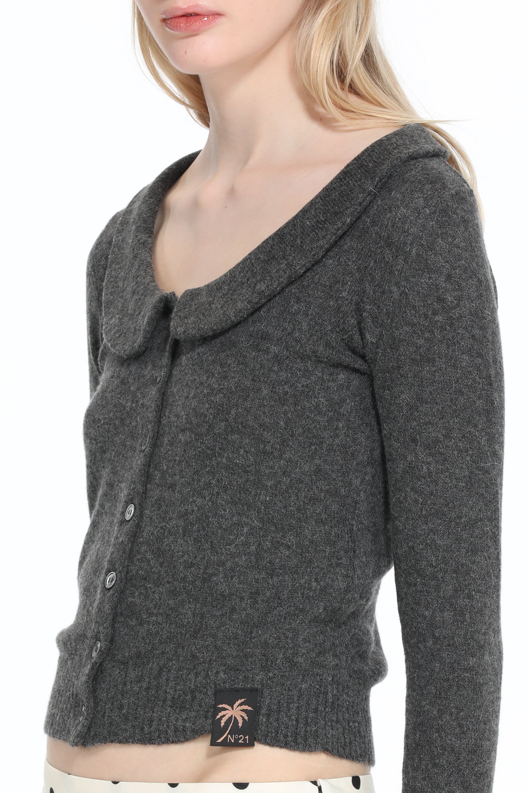 Cardigan con Colletto Arrotondato