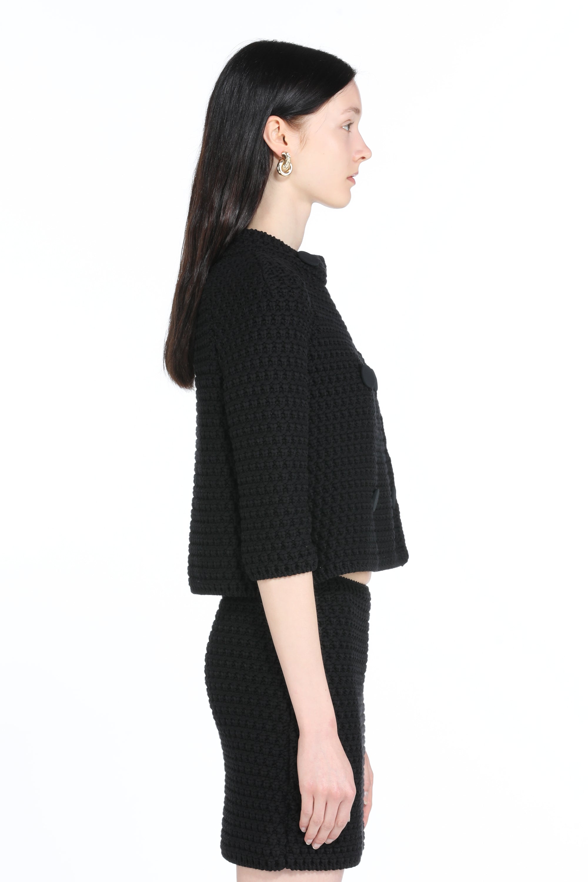 Giacca cropped in maglia