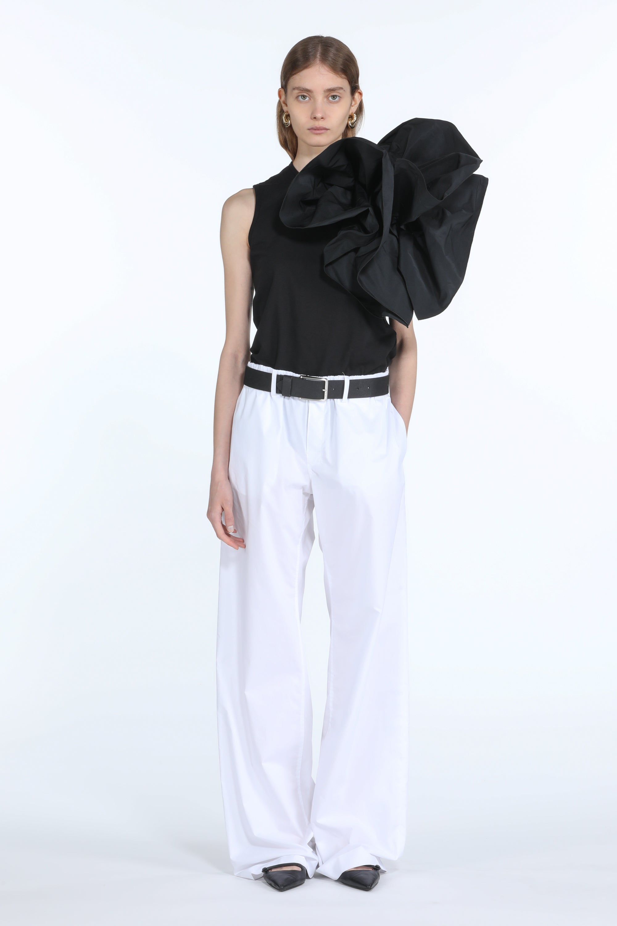 Wide-Leg Cotton Trousers