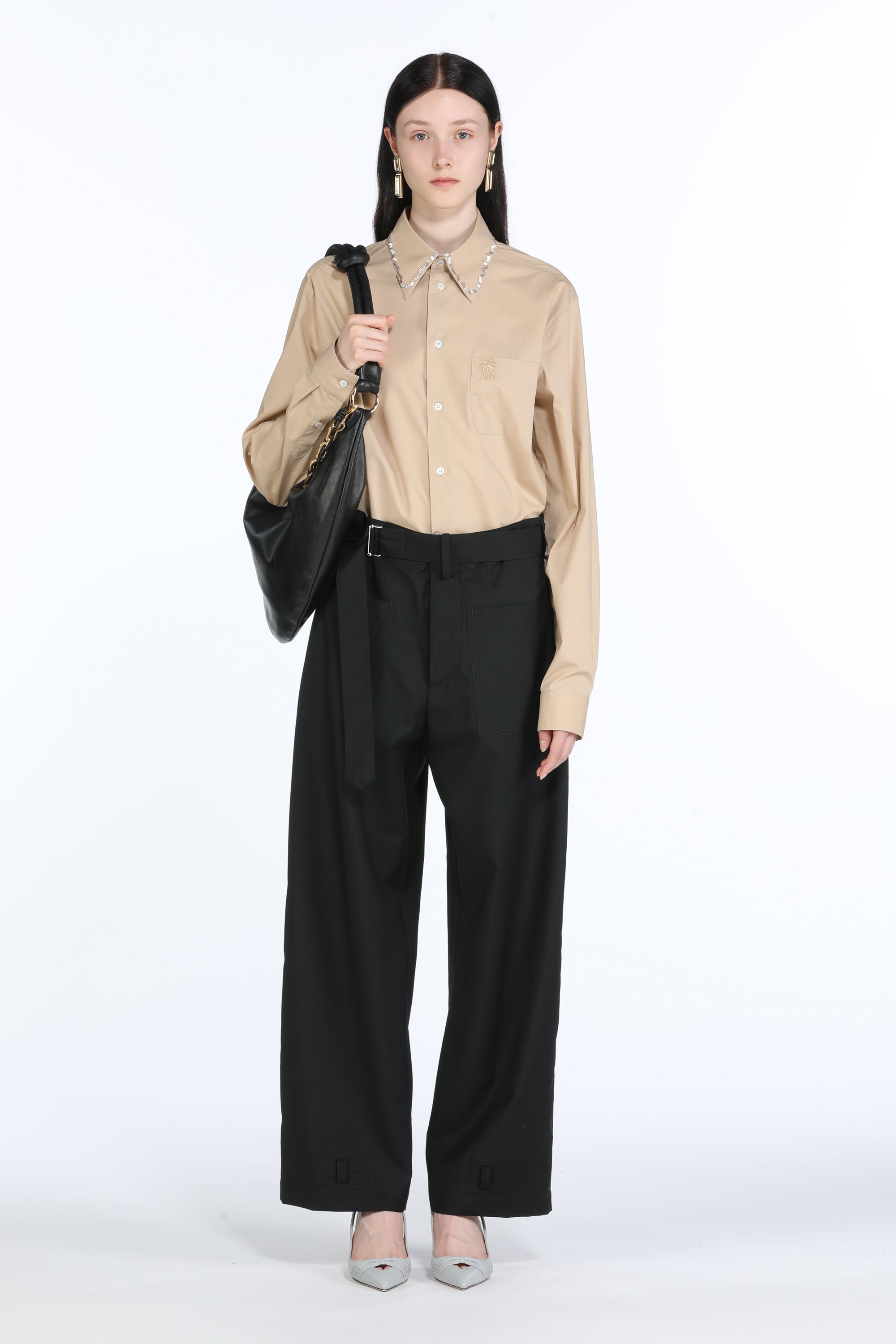 Belted Straight-Leg Trousers