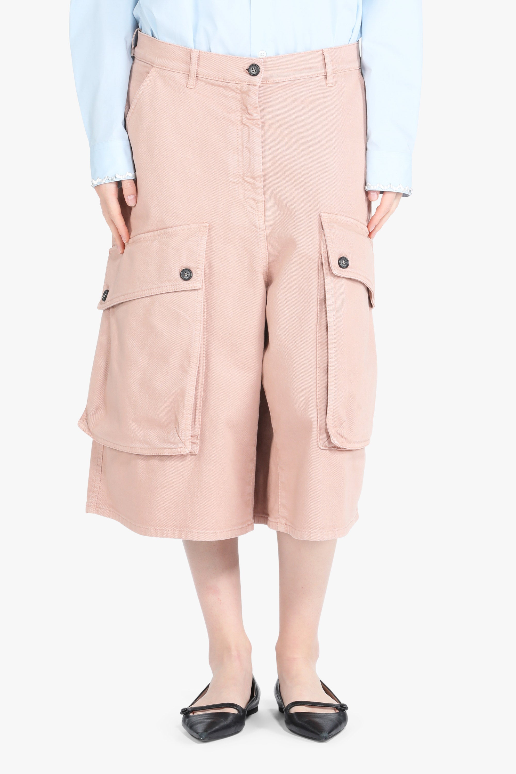 Wide-Leg Bermuda Cargo Shorts