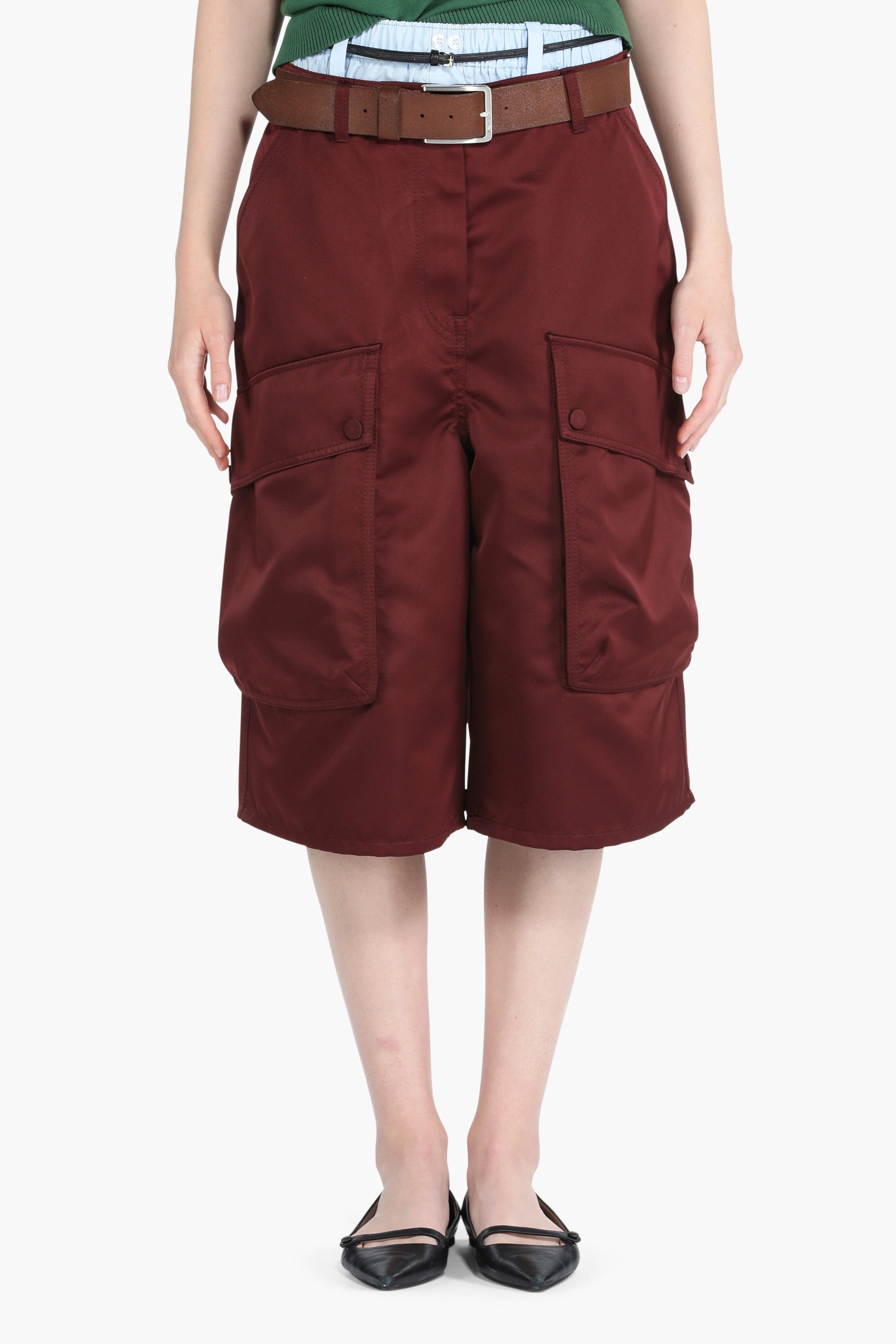 Wide-Leg Bermuda Cargo Shorts