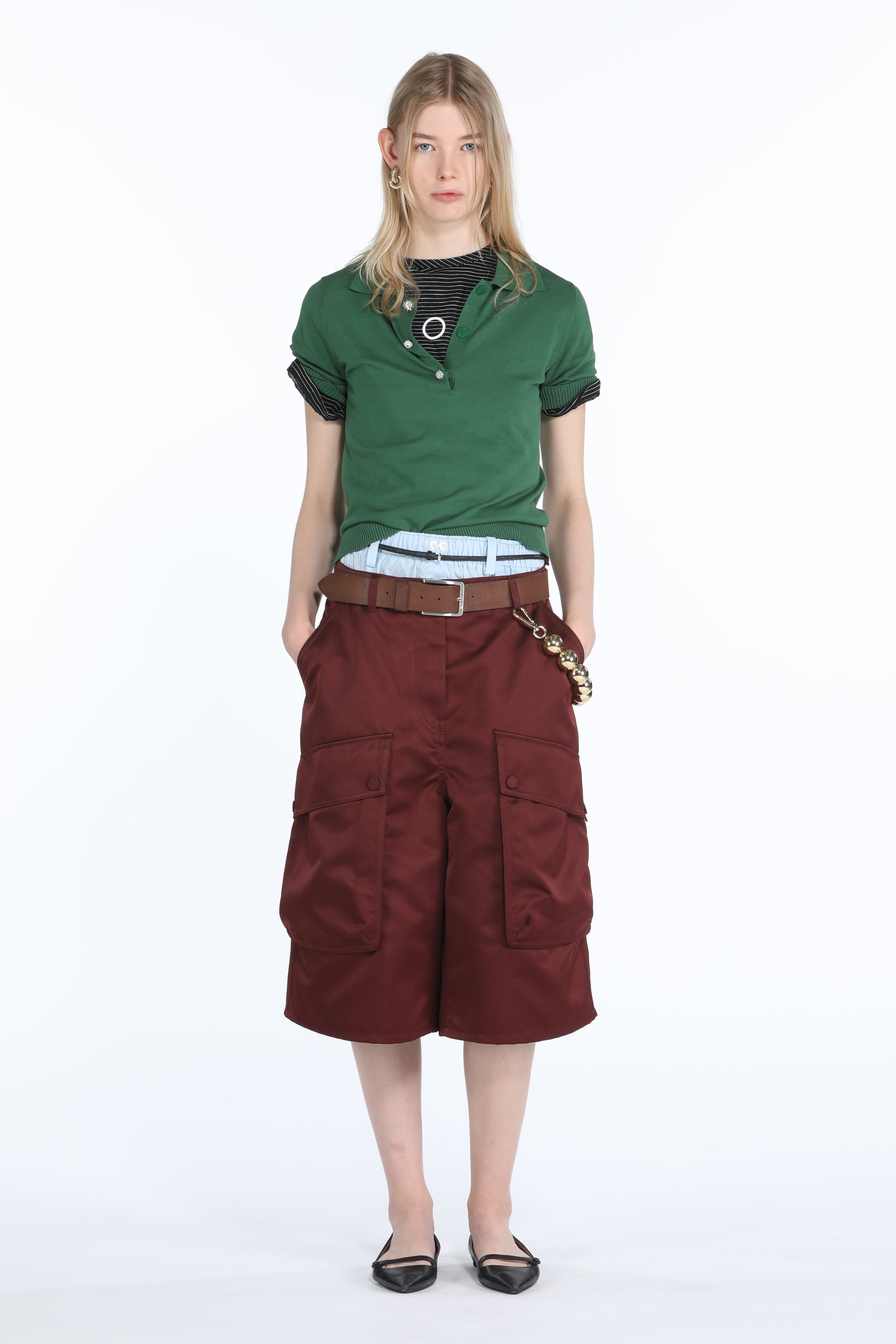 Wide-Leg Bermuda Cargo Shorts