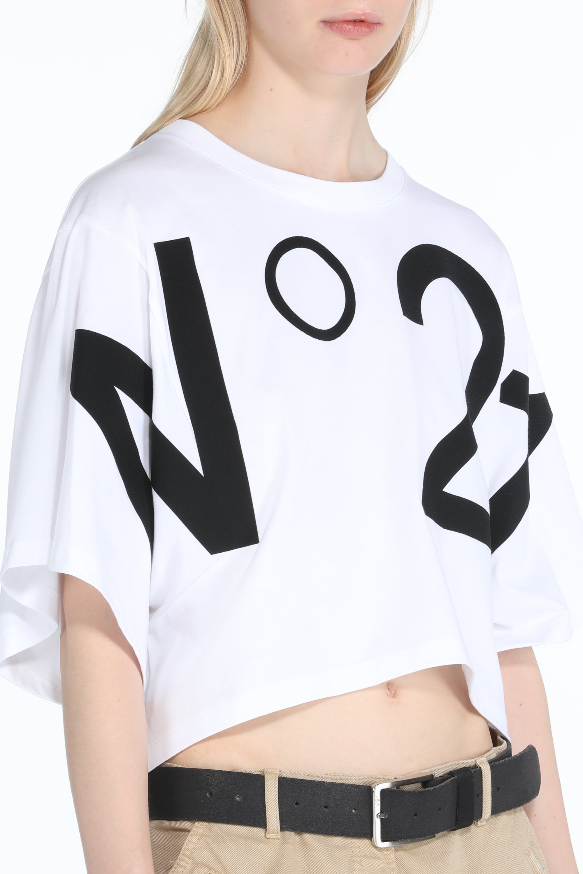 T-shirt cropped con logo