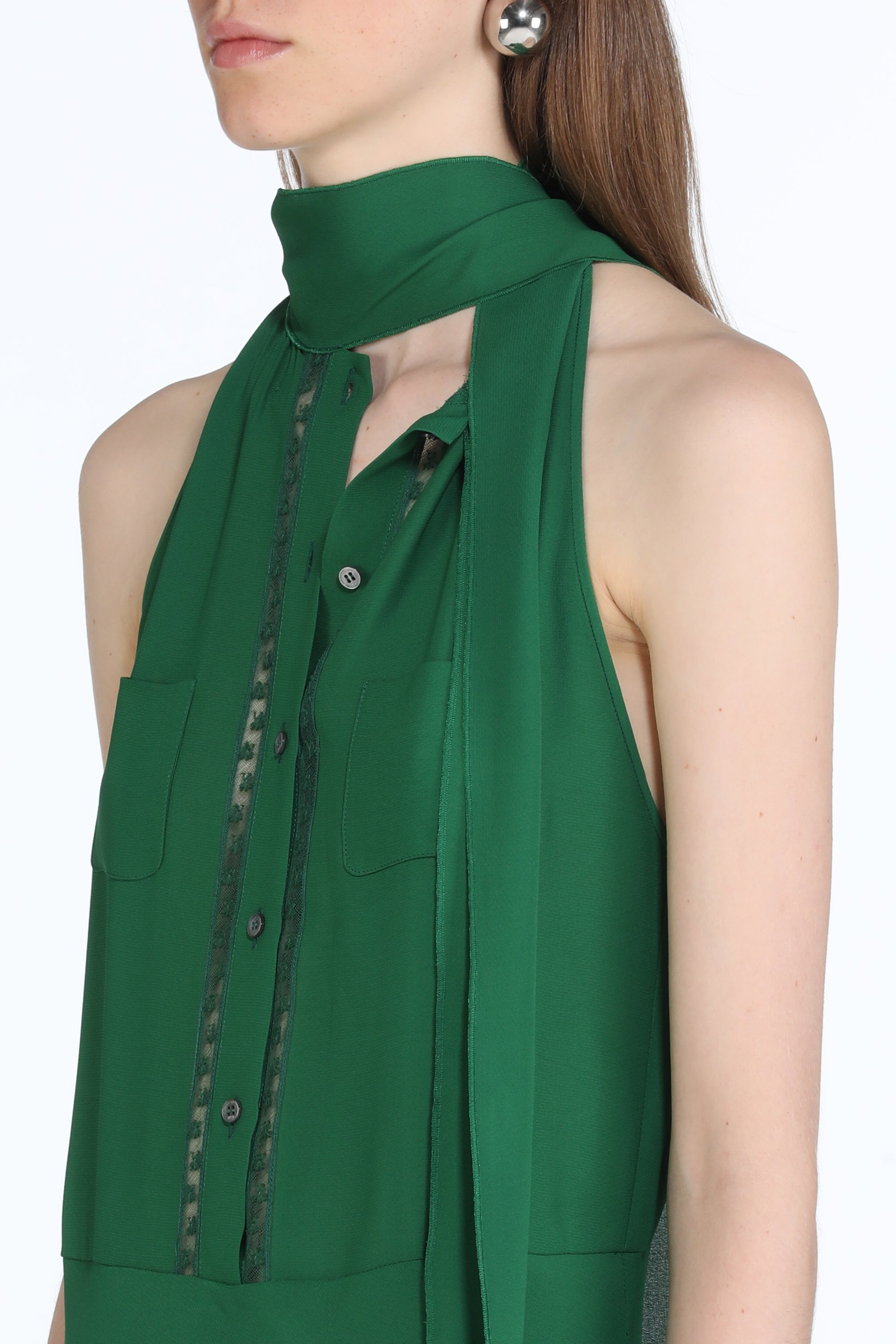 Scarf-Detail Maxi Dress