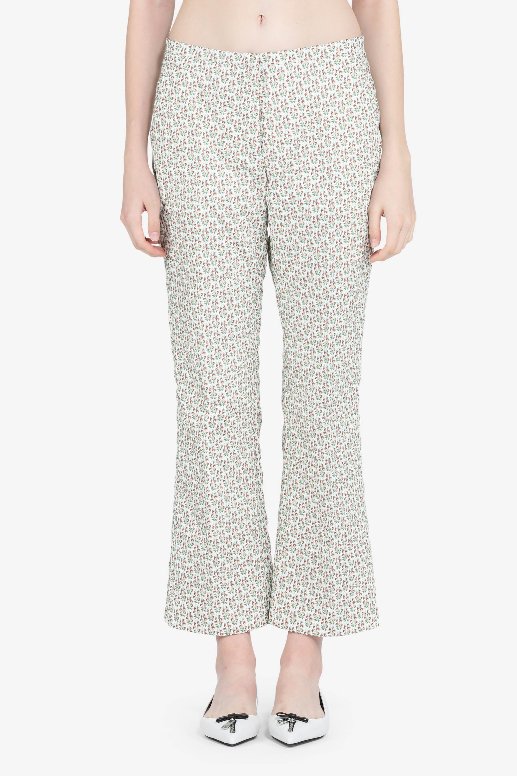 Pantaloni svasati cropped con stampa