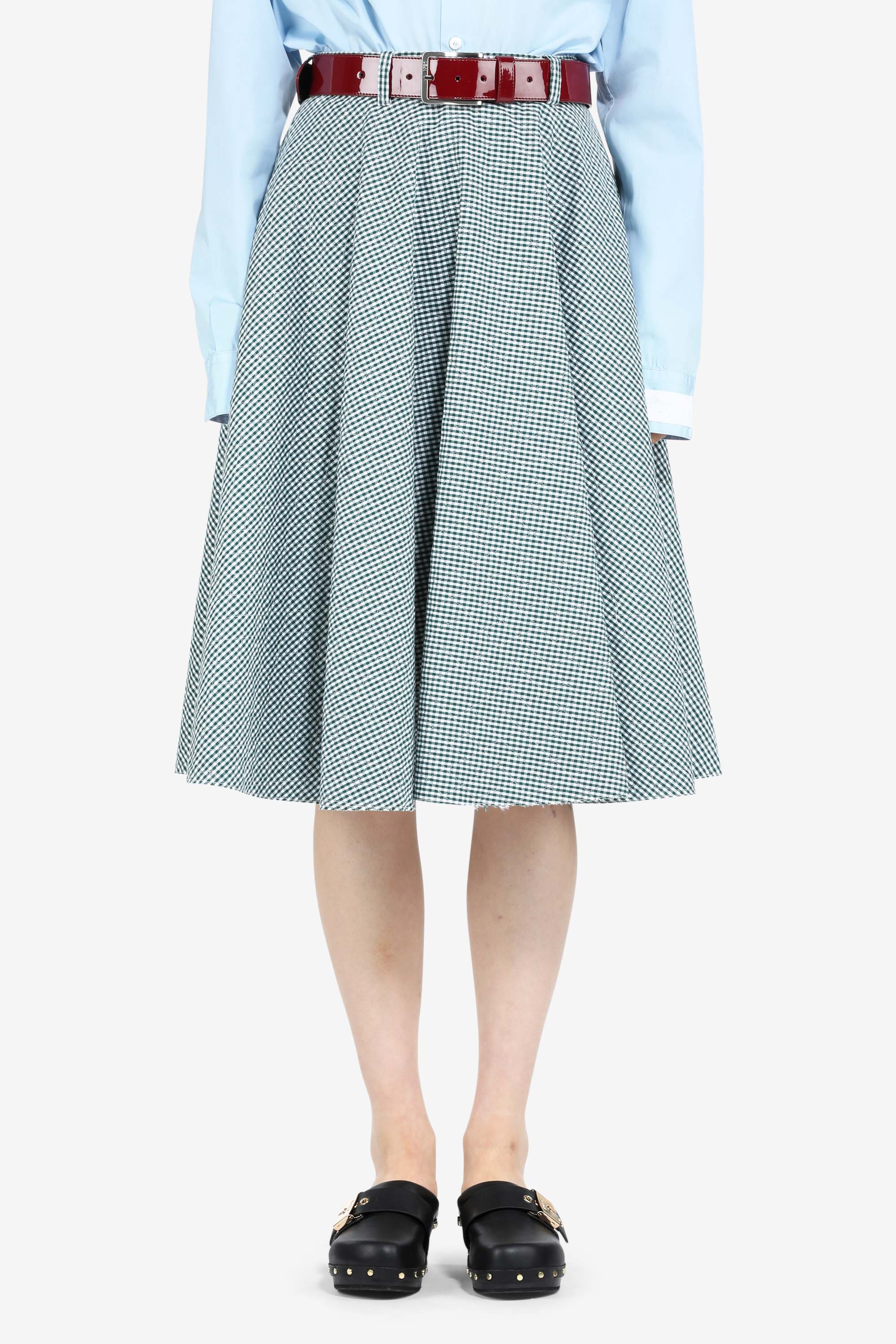 Gingham-Print A-Line Skirt