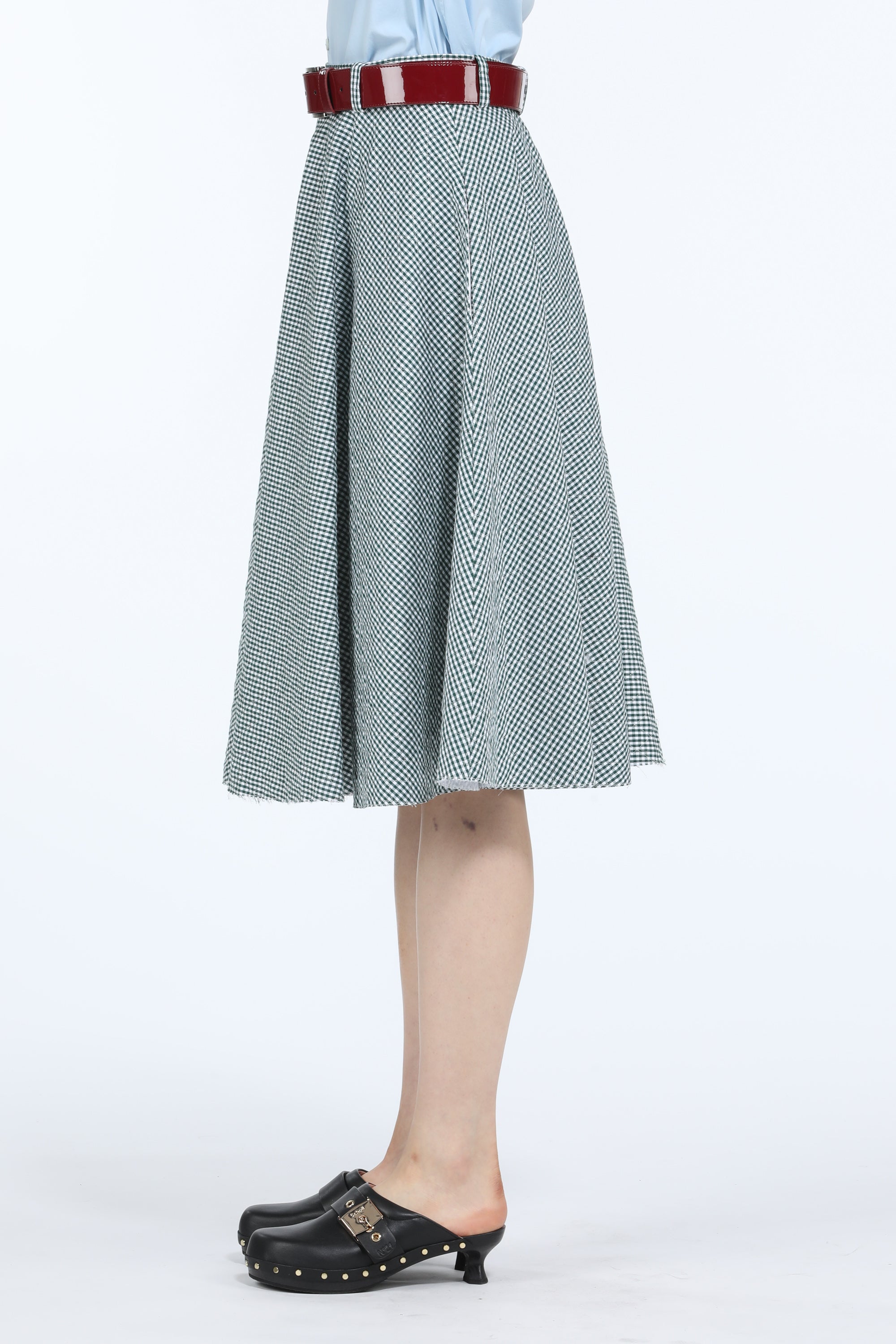 Gingham-Print A-Line Skirt