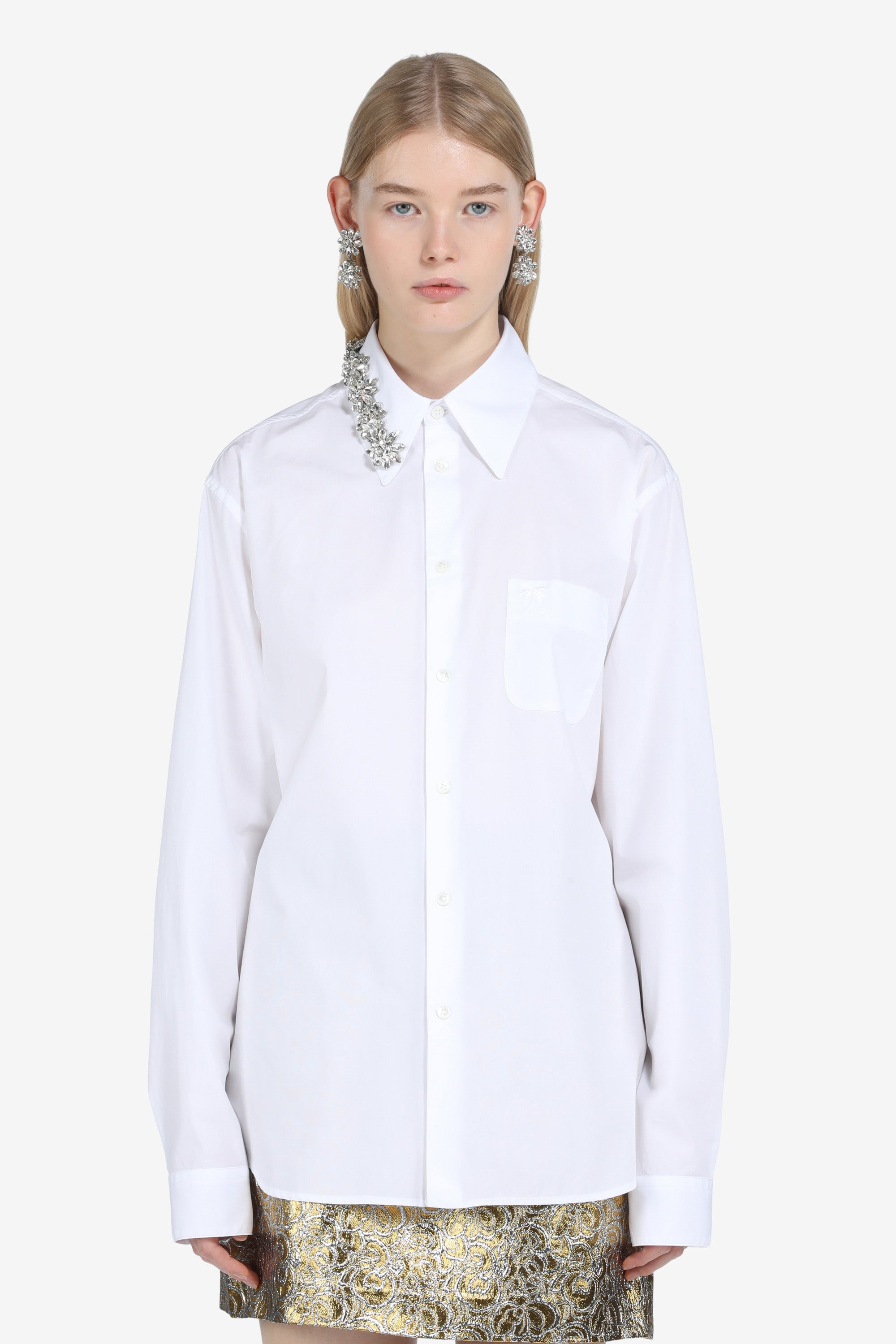 Crystal-Embellished Cotton Shirt