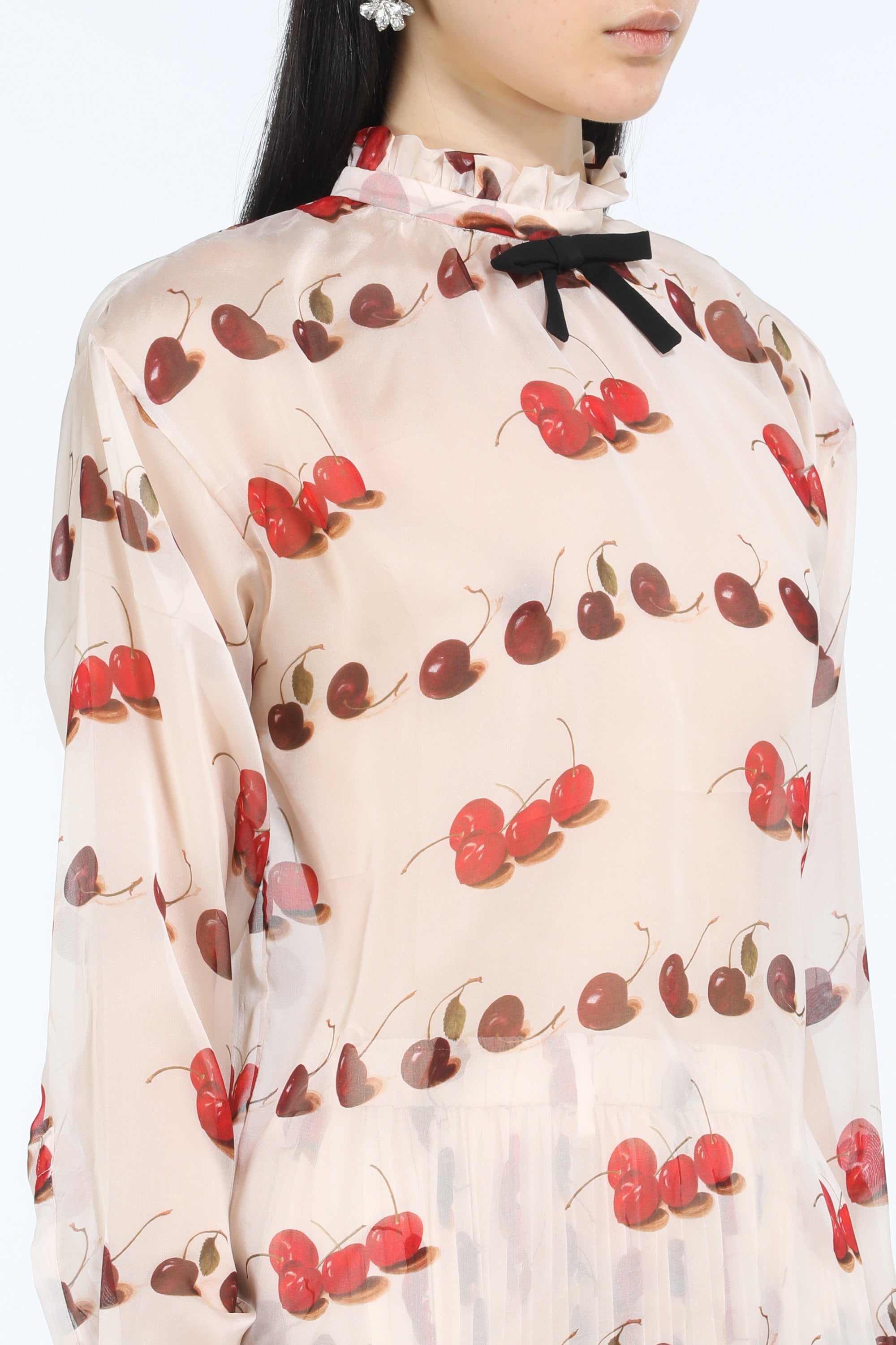 Cherry-Print Silk Blouse