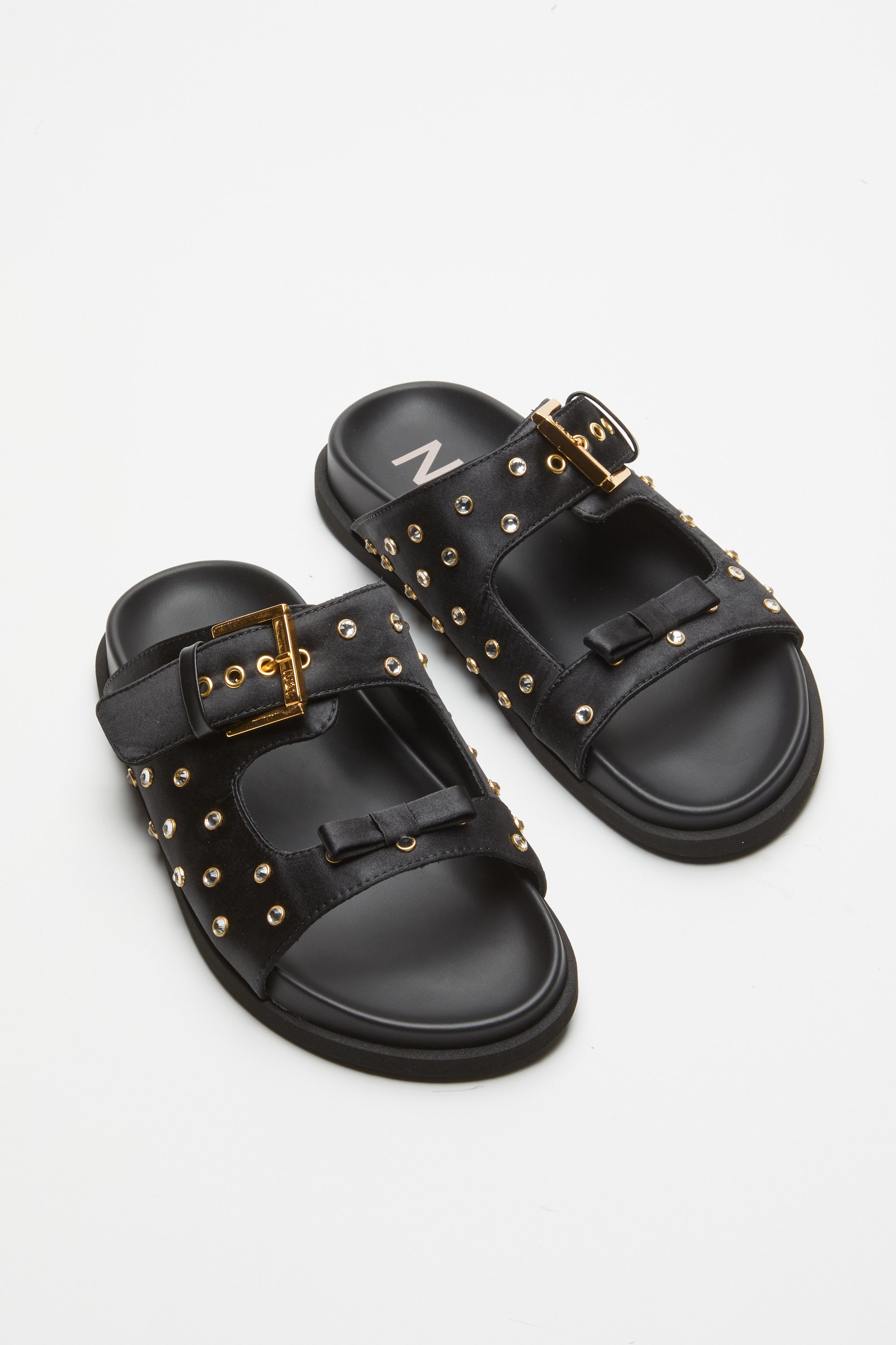 Crystal-Embellished Leather Sandals